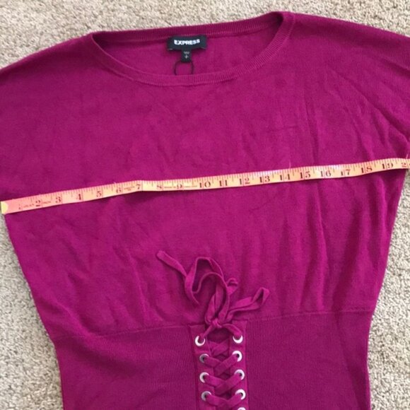 NWT! Express Sz S majenta balloon sleeve sweater - Picture 7 of 8